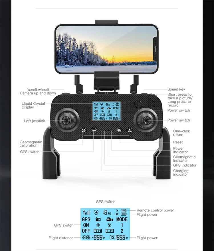 SG108 MAX - 4K Mini Drone, speed camera up and down press take picture / liquid crystal long press