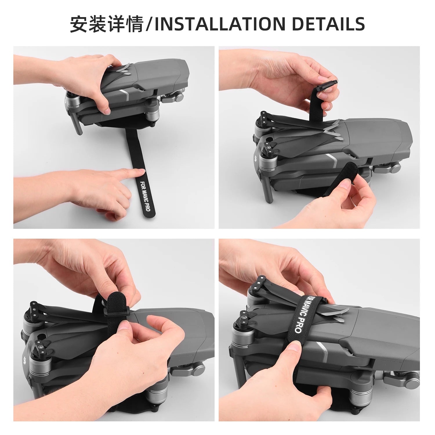 2pcs Propeller Blade Mount for DJI Mavic MINI Mavic AIR 2/2S Pro Platinum 2 Pro Zoom Drone Magic Tape Straps Loop Ties Accessory 17 2pcs Propeller, R###IA/INSTALLATION DETAILS I