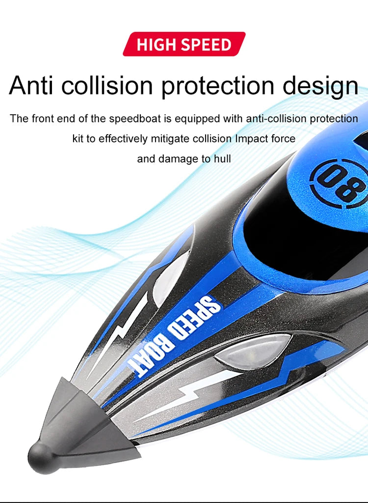 HJ808 RC Boat, speedboat is equipped with anti-collision protection kit to effectively mitigate collision Impact force and