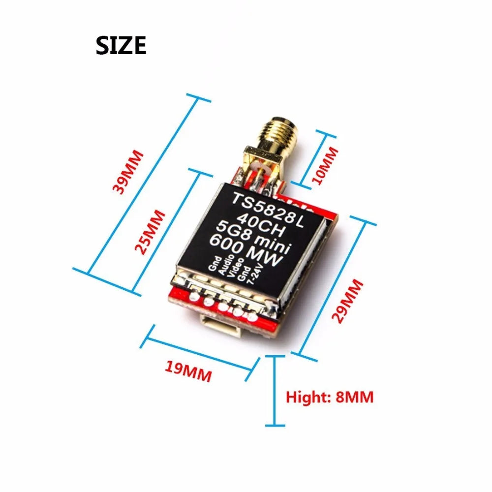 AKK TS5823L/TS5828L VTX - 5.8G FPV Audio Video Transmitter RP-SMA Female for Mini FPV Quadcopter 33 AKK TS5823L/TS5828L VTX, TS5828 Transmitter 1 x Antenna 3 x Connect Cable