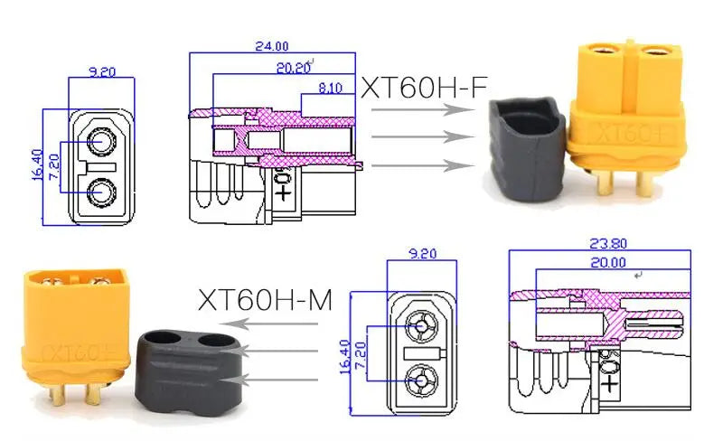 Amass XT60+ xT60H Bullet Connectors