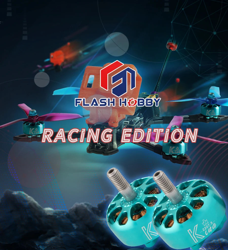 4PCS Flashhobby King Series K2207.5 2750KV 2550KV 1900KV 3-6S Brushless Motor for RC FPV Racing Freestyle 5/6Inch 4S 6S Drones 9 FLASH H.BBY Ka RACiNG EDITiON Kz 6u