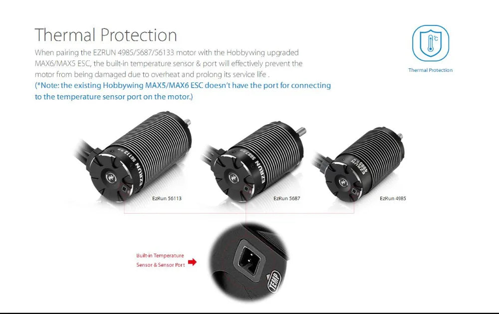 built-in temperature sensor prevents motor from being damaged due to overheat . port