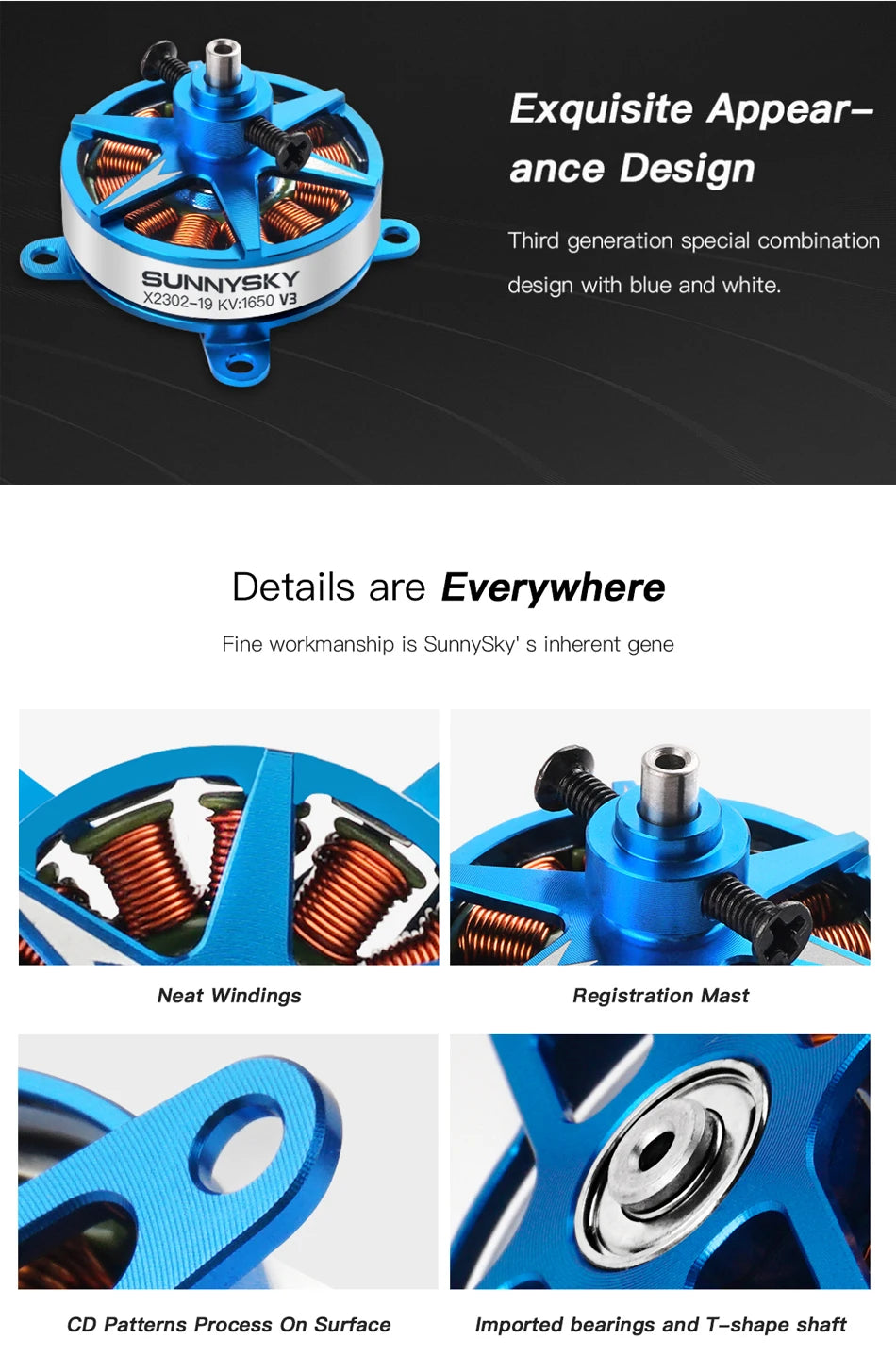 1/2/4PCS Sunnysky F3P Indoor Power - X2302 X2304 X2305 V3 1400KV 1480KV 1500KV 1620KV 1650KV 1800KV 1850KV Motor for RC UAV models 8 1/2/4PCS Sunnysky F3P Indoor Power, v3 Details are Everywhere Fine workmanship is SunnySky' inherent gene Neat Wind