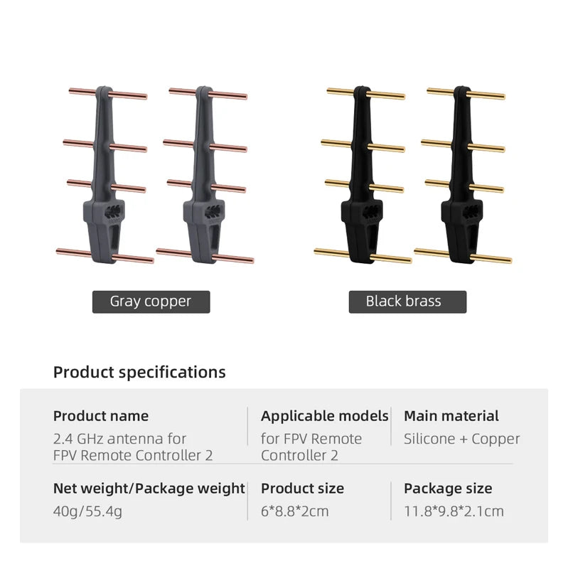 2.4Ghz Yagi Antenna, EZ copper Black brass Product specifications Product name Applicable models Main material 2.4 GHz