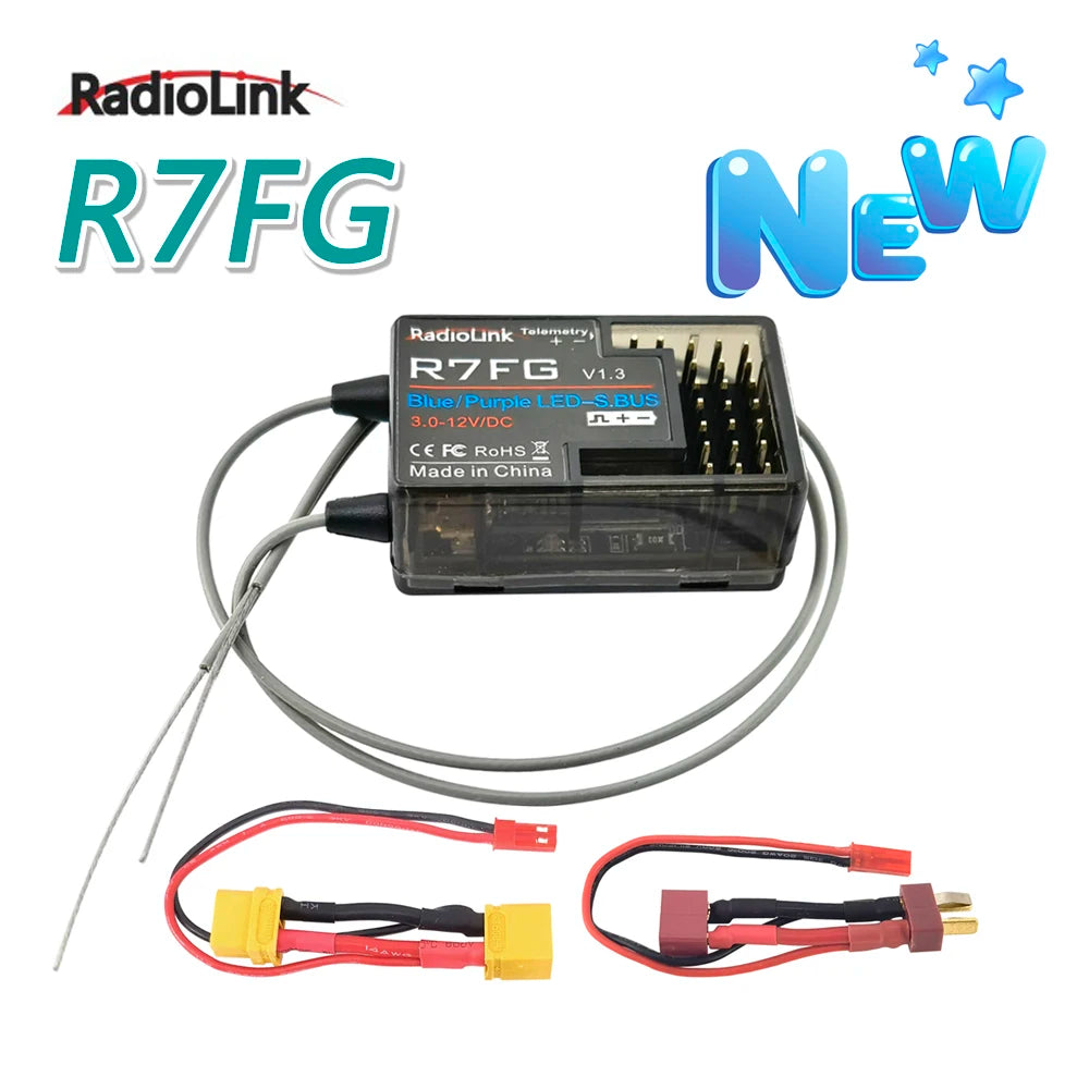 RadioLink R7FG 2.4GHz 7CH Dual Antenna Reciever, RadioLink RZFG RadioUink Urdduua R7FG V1.3 Blue
