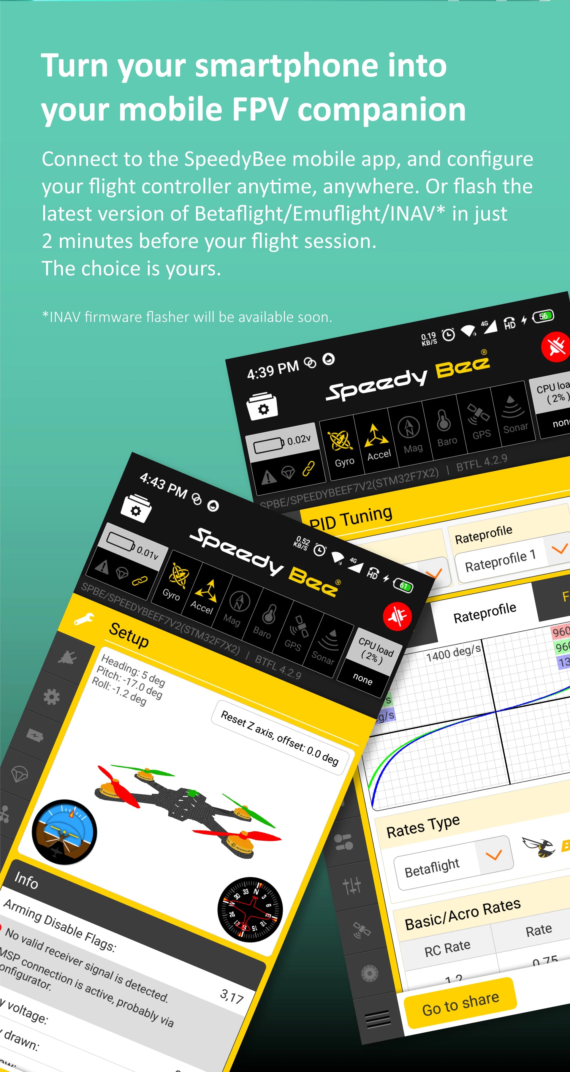 SpeedyBee Adapter, X INAV firmware flasher will be available soon . flash the latest version of Beta