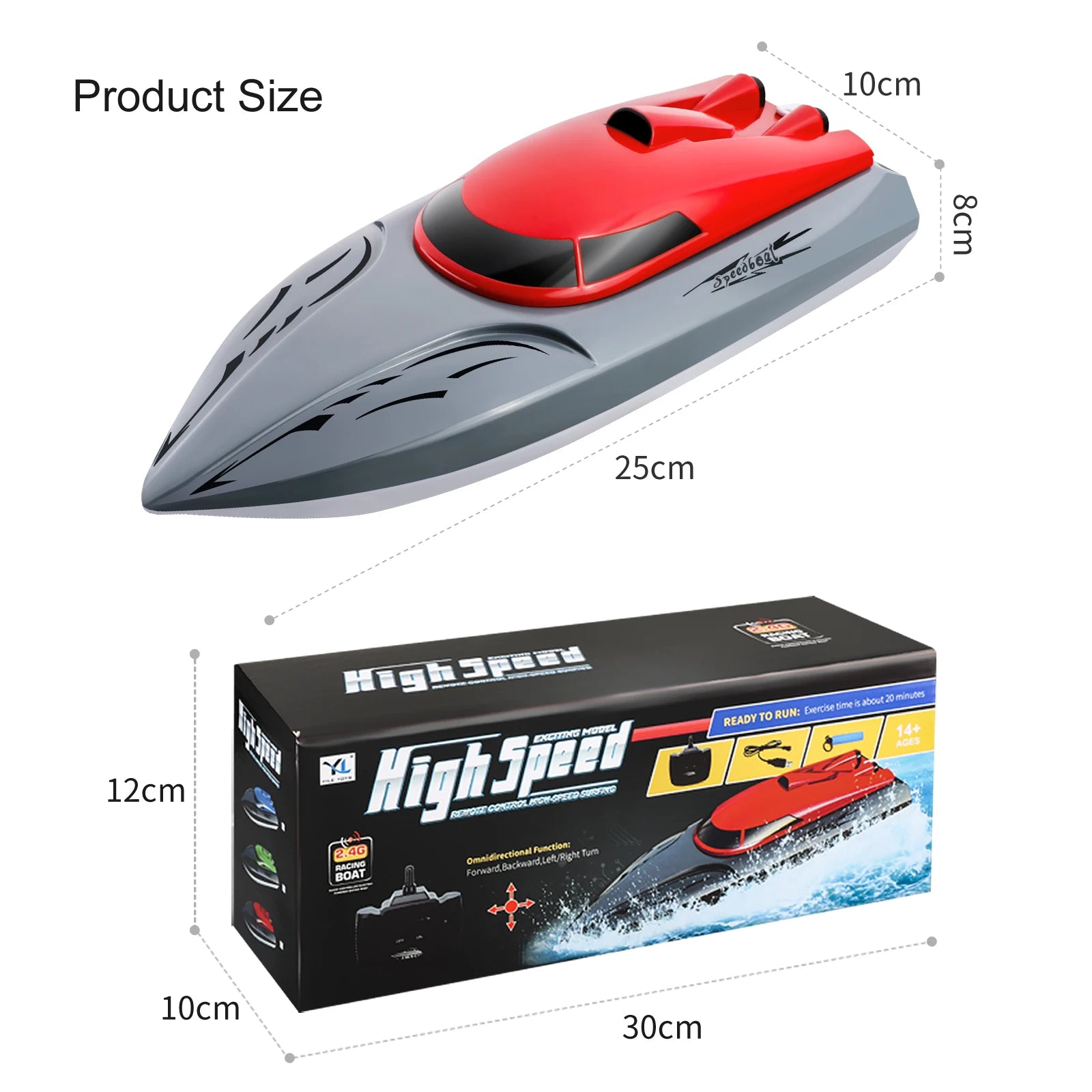 Rc Boat 2.4G High Speed 20km/h Remote Control Speed Boat Rechargeable Waterproof Anti-collision Protection Toys for Children 33 Rc Boat 2.4G High Speed 20