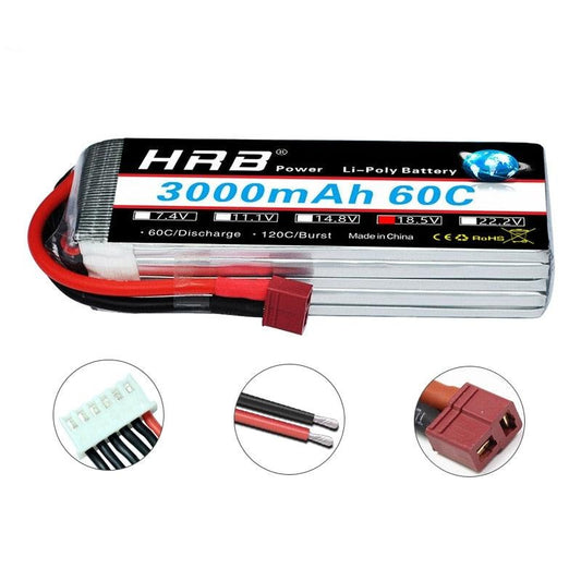 Batterie HRB Lipo 5S 18.5V - T Deans 2200mah 2600mah 3000 3300mah 4000mah 5000mah 6000mah 10000mah 22000mah pour pièces T-REX 550 RC