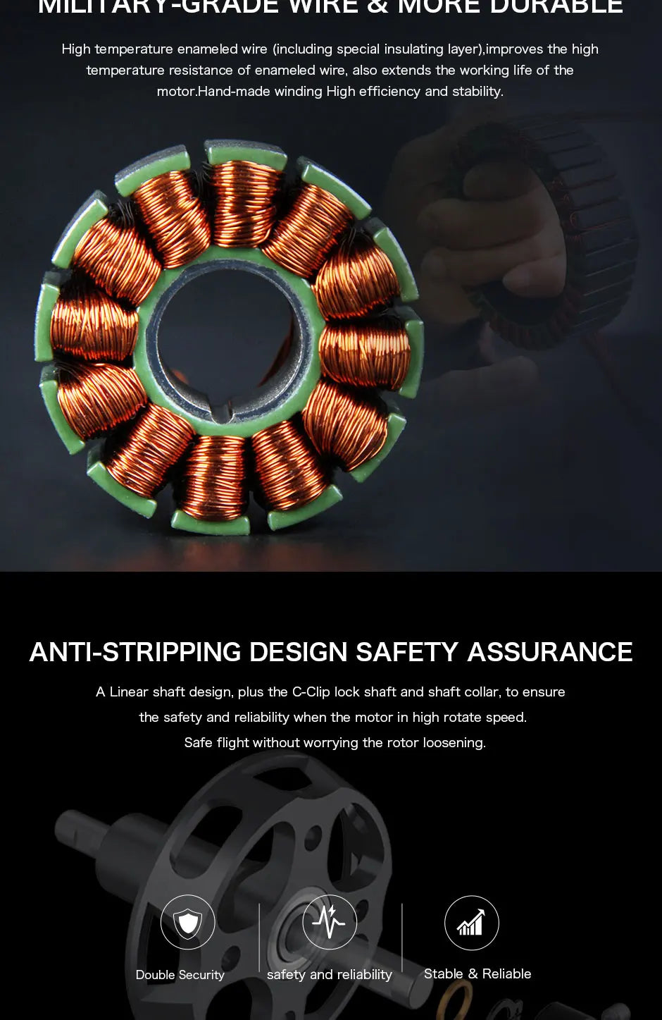 T-MOTOR AT4125 Long Shaft Motor - 250kv 540kv 7.1KG Thrust Heavy lift drone motors rc aircraft model plane bldc motor for Fixed wing UAV 8 T-MOTOR, DUNADLC High temperature enameled wire improves the high temperature resistance of enamele