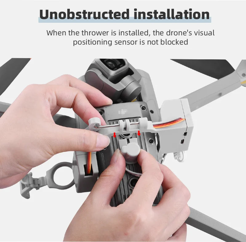 Airdrop System for Drone DJI Mavic Air 2/AIR 2S Fishing Bait Ring Gift Deliver Life Rescue Remote Throw Thrower Air Drop 28 unobstructed installation When the thrower is installed, the drone's visual positioning sensor