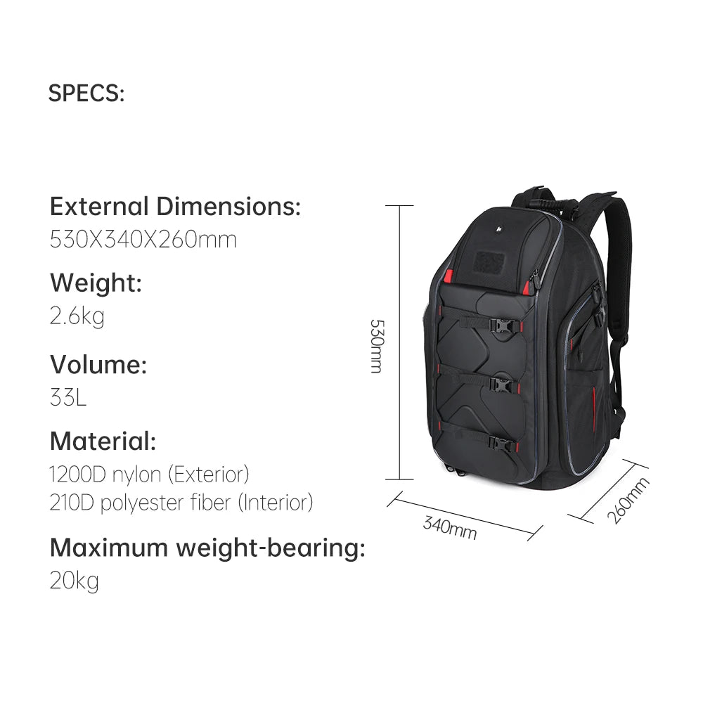 IFlight FPV Drone Backpack, External Dimensions: 530X340x260mm Weight: 2.6kg Volume: 1