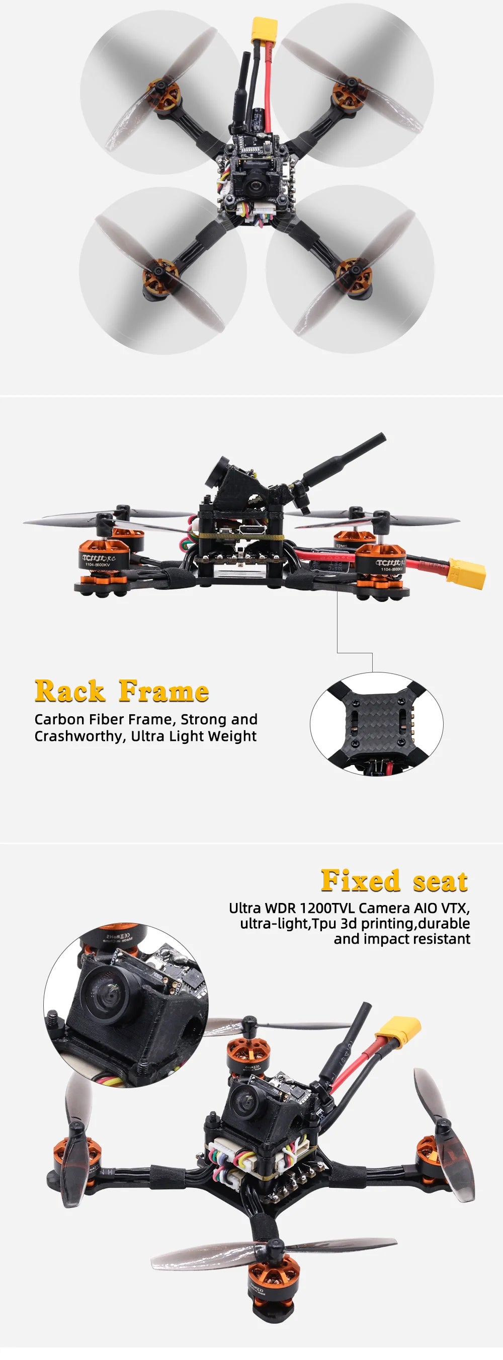 Tcmm 2.5 Inch Fpv Racing Drone - 1104 motor 8600kv Carbon fiber high-thrust racing drone 1200TVL Camera Rc Helikopters 17 Tcmm 2.5 Inch Fpv Racing Drone, Tcjbfc tcnttt Hho o Rack