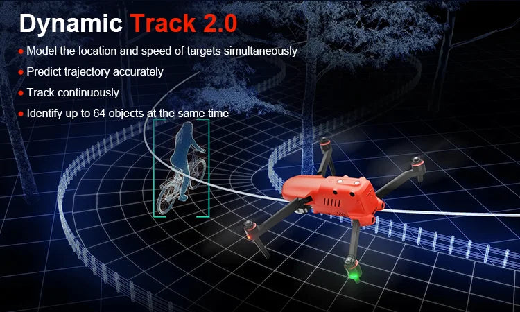 Autel evo II, Dynamic Track 2.0 Model the location and speed of targets simultaneously Predict trajectory accurately Track continuously 