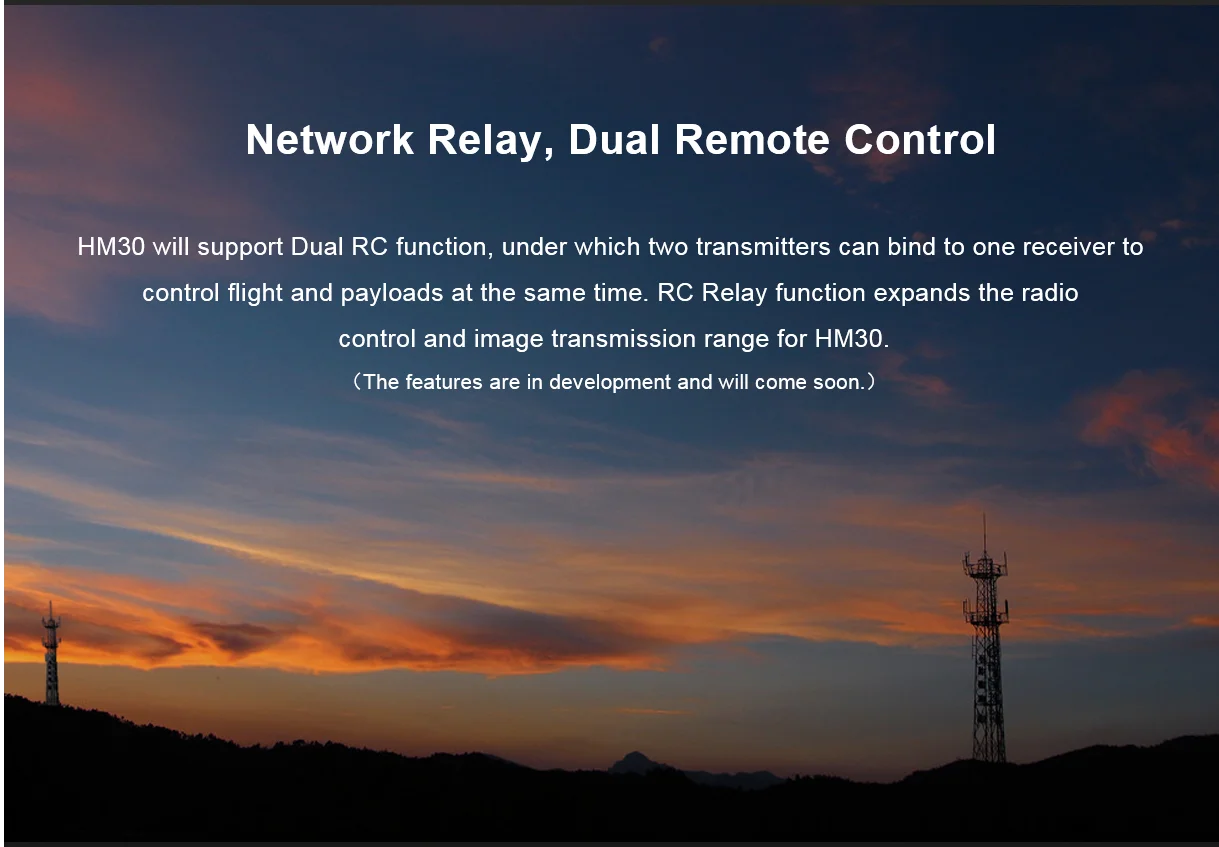 SIYI HM30 Transmitter - Full HD Digital Video Link Radio System Transmitter Remote Control OLED Touchscreen 1080p 60fps 150ms FPV OSD 30KM 27 SIYI HM30 Transmitter, Network Relay, Dual Remote Control HM3O will support Dual RC function .