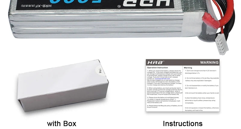 2PCS HRB Lipo Battery, Octritieninien pt ata4 E with Box Instructions .
