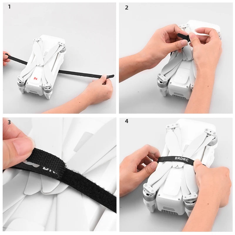 2pcs Propeller Blade Mount for DJI Mavic MINI Mavic AIR 2/2S Pro Platinum 2 Pro Zoom Drone Magic Tape Straps Loop Ties Accessory 37 2pcs Propeller, Black,Red - Magic cable tie .