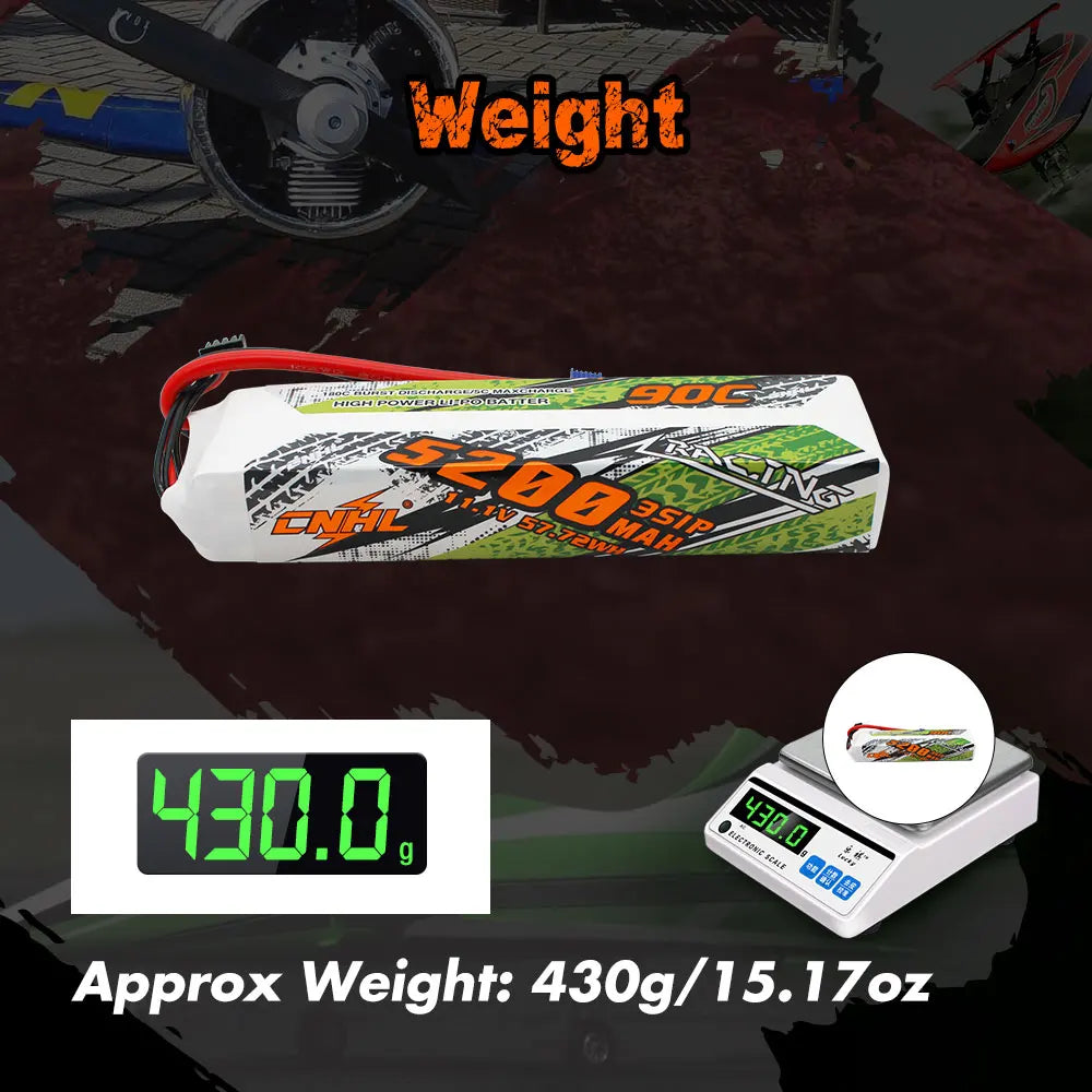 CNHL RC Lipo Battery, Height EIO ENiL 430.8 8 Approx Weight: 430g/15.170