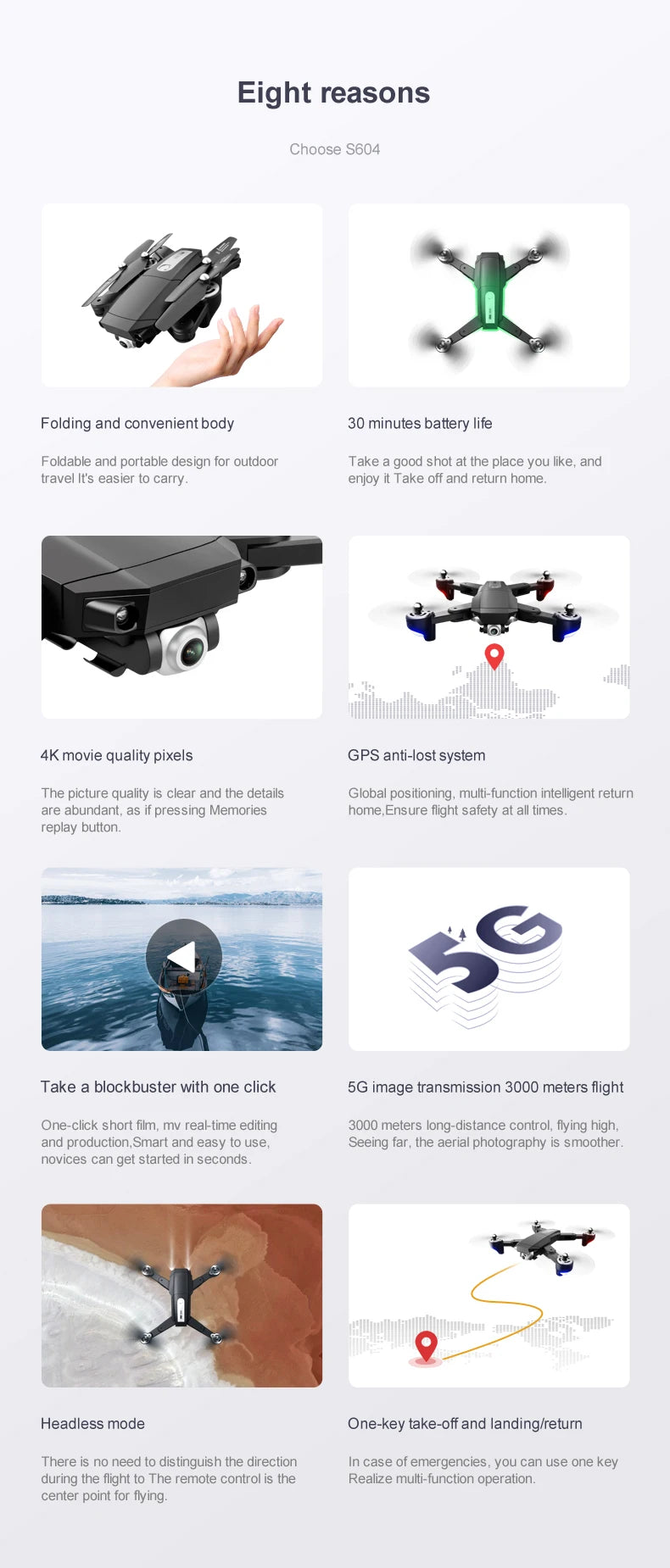 S604 PRO Drone, s604 foldable portable design for outdoor take good shot at