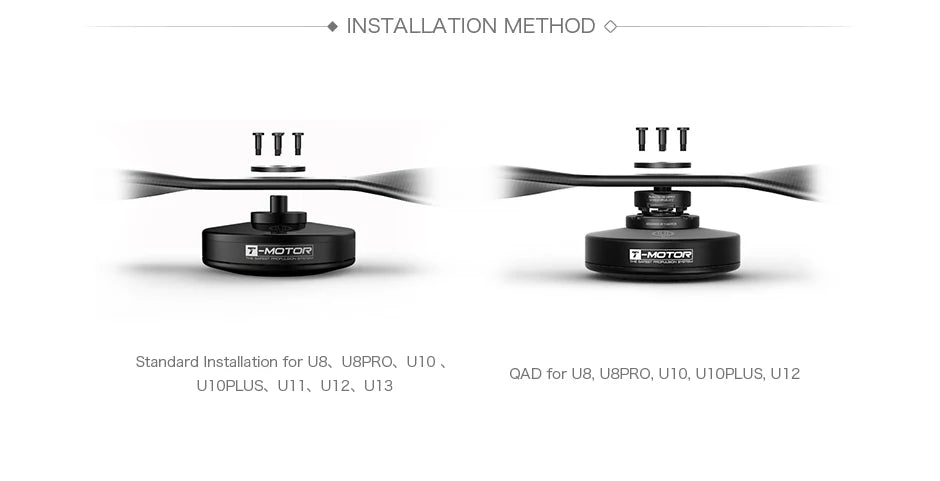 T-MOTOR CF prop G26*8.5" Prop, INSTALLATION METHOD ITI TTT D-MOTOR E-MOt