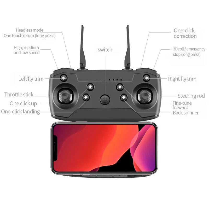 2024 NEW Drone 4k profession HD Wide Angle Camera 1080P WiFi Fpv Drone Dual Camera Height Keep Drones Camera Helicopter Toys 36 2024 NEW Drone, headless mode one-click one touch retumn (