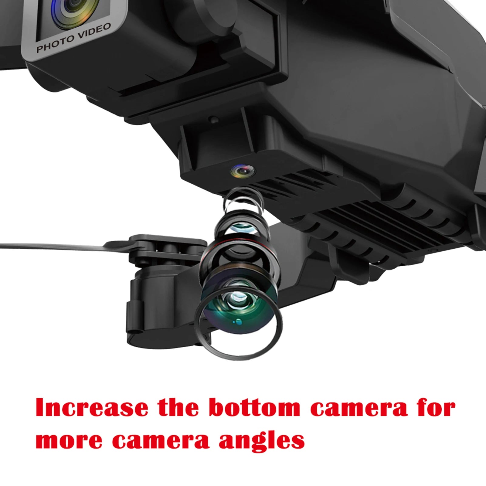 HJ95 Drone, the bottom camera for more camera angles video photo