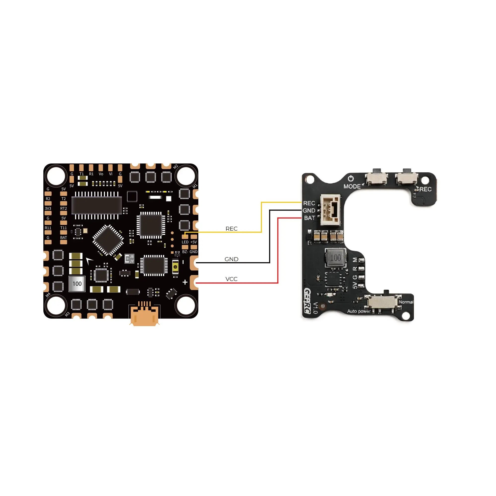 GEPRC Naked GoPro Hero 8 BEC, POWER / MODE and REC button, which is easy to operate Include switch between