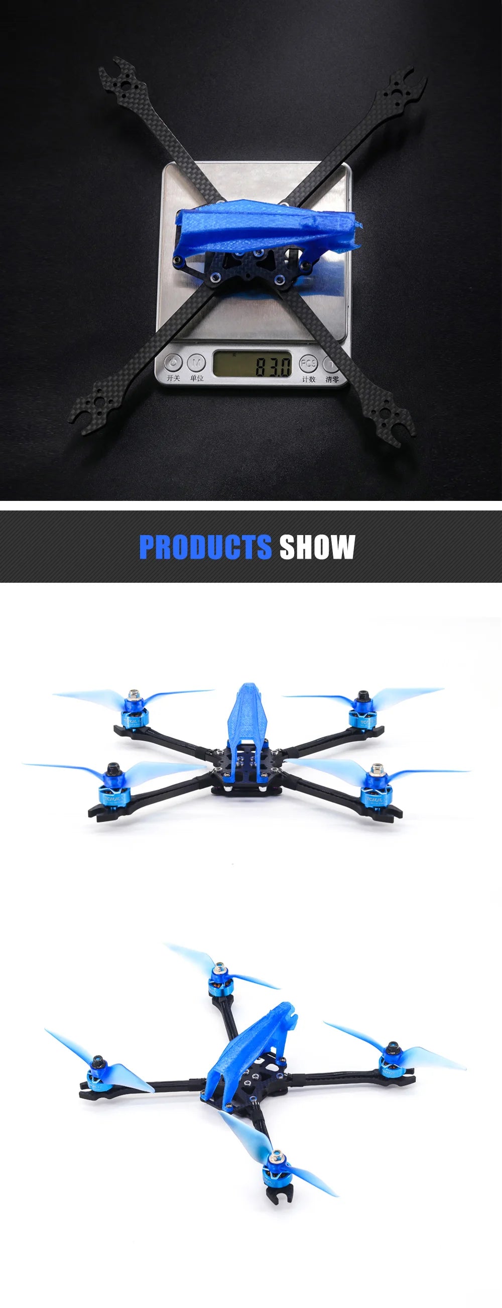 5inch FPV Frame Kit, 3D printing components make the overall technology of the frame beautiful 