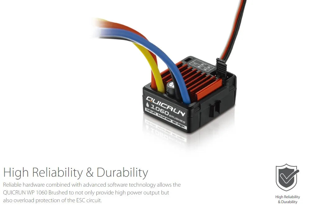QUICRUN WP 1060 Brushed provides high power output and overload protection of the