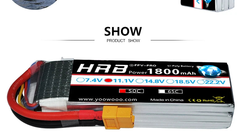 HRB 11.1V 1800mah 3S XT60 EC5 Lipo Battery, SHOW PRODUCT SHOW UFTeFEo Tcis HPB Power7
