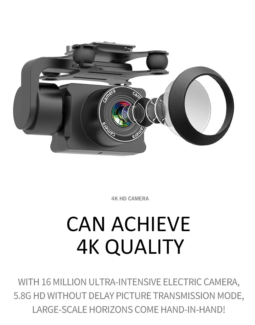 RC Drone, 4k hd camera can achieve 4k quality with 16 million