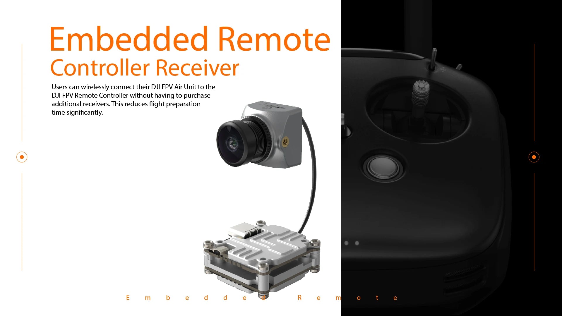 RunCam Link Phoenix HD Kit, Embedded Remote Controller Receiver Users can wirelessly connect their DJI FPV