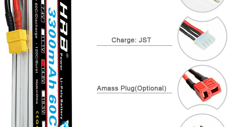 2PCS HRB Lipo Battery 2S 3S 4S 6S 11.1V 14.8V 5000mah 6000mah 3300mah 4000mah EC5 T PLUG XT60 RC Parts 12 2PCS HRB Lipo Battery, don't put it beside the high temperature condition