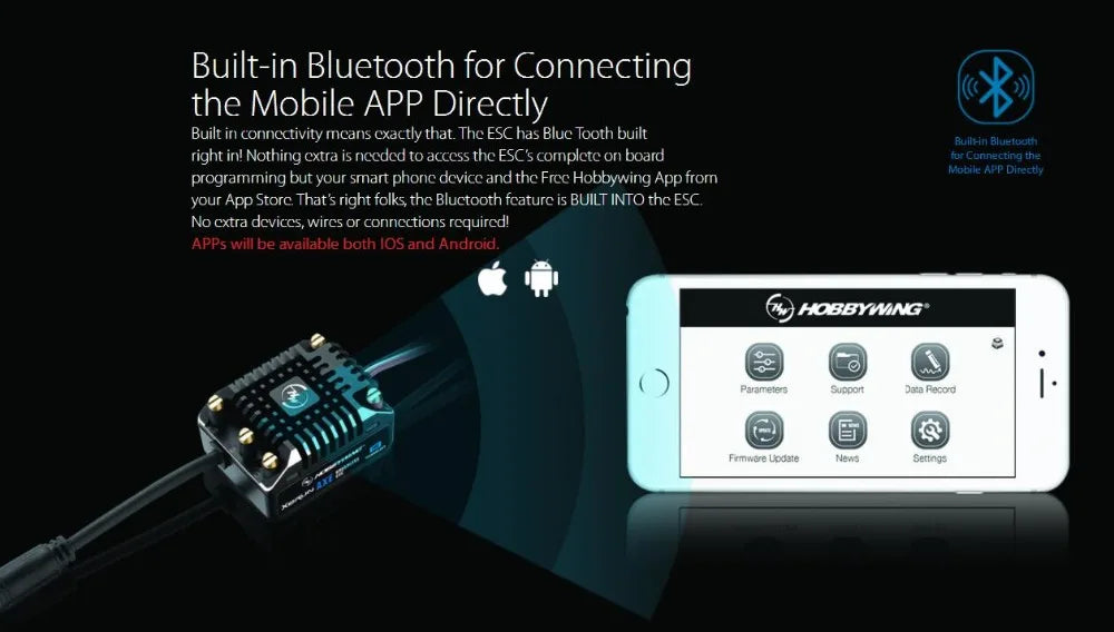 thc ESC has built-in bluetooth for Connecting the Mobile APPs 