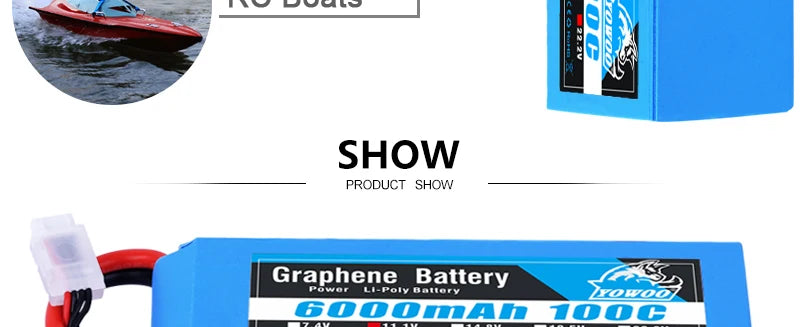 Yowoo Graphene Lipo 3S 4S 6S Battery, • Fast charge capable, up to 10C on some batteries