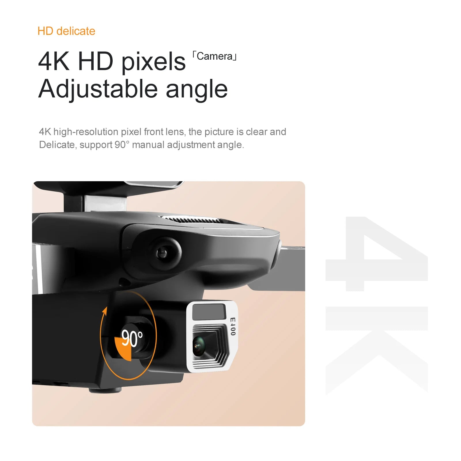 E100 Drone - 4K Dual HD Camera, E100 Drone, the picture is clear and delicate, support 905 manual adjustment angle: