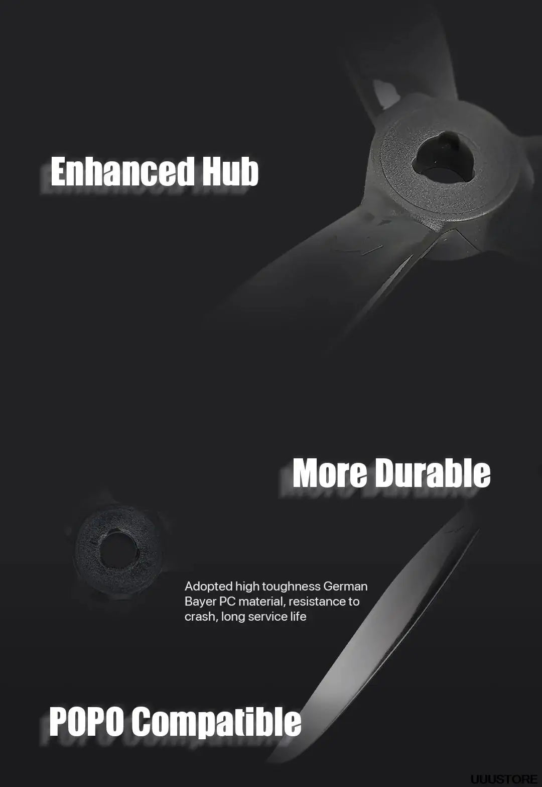 Enhanced Hub More Durable Adopted high toughness German Bayer PC material, resistance to