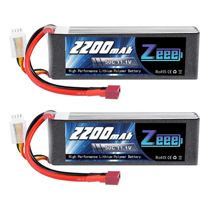 2 ユニット Zeee リポバッテリー 11.1V 3S 2200mAh 50C ラジコンカー用ディーンズプラグ付き RC ヘリコプタードローンボート飛行機 FPV バッテリー