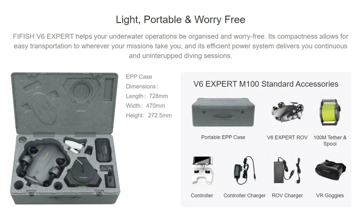 Fifish V6E - Professional Underwater Drone, Fifish V6E, FIFISH V6 EXPERT helps your underwater operations be organised and worry-free