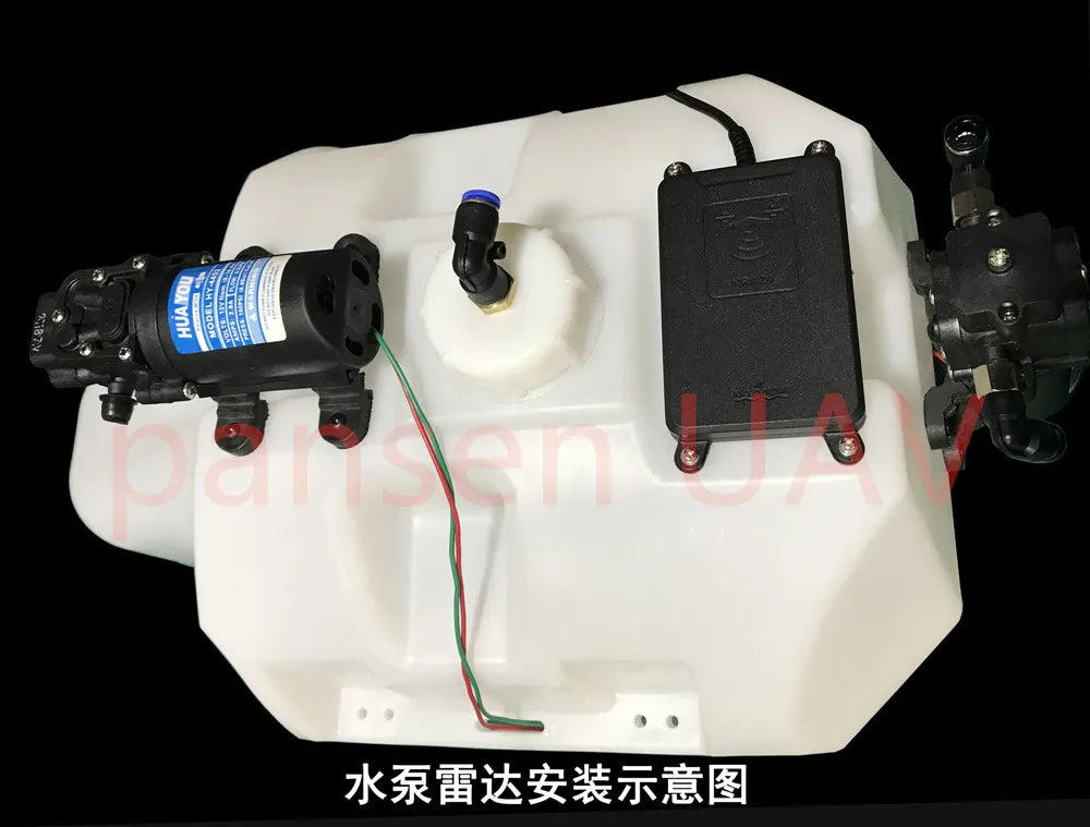 16L Water Tank for Plant Protection UAV container 16L 16KG plastic water tank big inlet with filter for Agricultural spraying drone 11 2,Water pump mounting holes on the back and bottom,support 2 types of installation