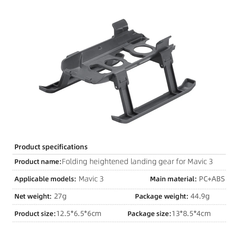 Foldable Landing Gear for DJI Mavic 3/3 Classic Height Extender long Leg Foot Gimbal Camera Protector Stand Drone Accessories 11 Foldable Landing Gear, Package weight: 44.9g Product size:12.5*6.5*6cm Package size