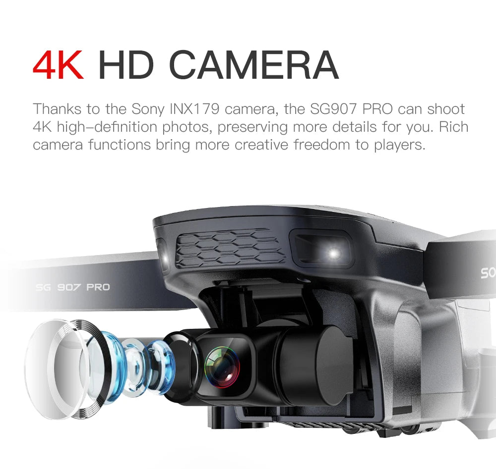 SG907 MAX Drone - 4K HD Professional 3-Axis Gimbal Brushless Motor 5G WIFI GPS HD Dual Camera Foldable Quadcopter FPV RC Dron Professional Camera Drone 48 SG907 MAX Drone, Sony SG907 PRO can shoot 4K high-definition photos . rich