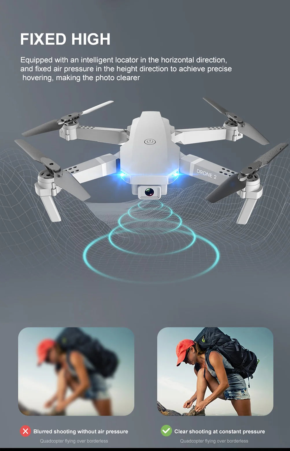 E59 Drone, fixed high equipped with an intelligent locator in the horizontal direction, and