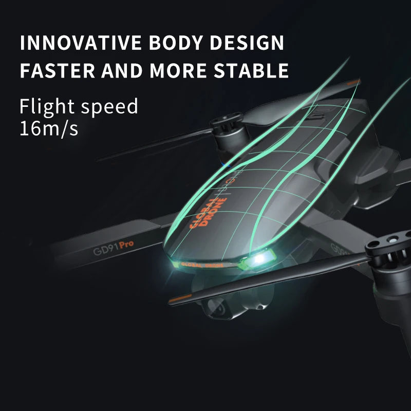 GD91 Max Drone, BODY DESIGN FASTER AND MORE STABLE Flight speed 16m/s Pro GD91