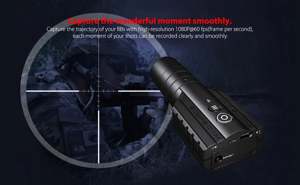 RunCam Scope Cam Lite 1080P HD Built-in WiFi APP Scopecam 2 Military Airsoft Tactical Paintbal Hunting Action Zoom Camera 10 capture the trajectory of your BBs with high-resolution 1O80P@60