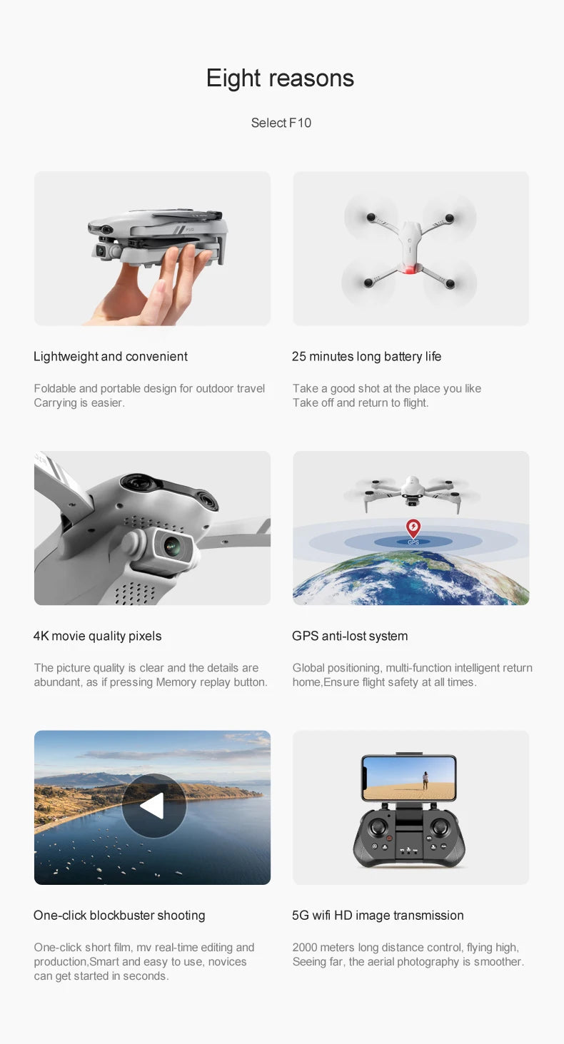 4DRC F10 Drone, select f10 lightweight and convenient 25 minutes long battery life foldable