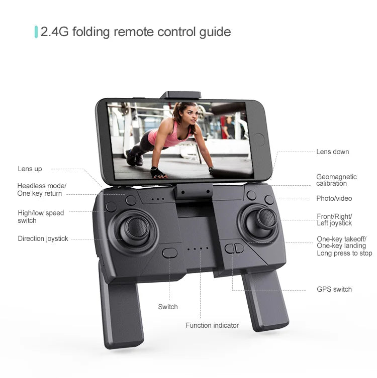 S608 Pro Drone, 2.4g folding remote control guide ens down lens up geo