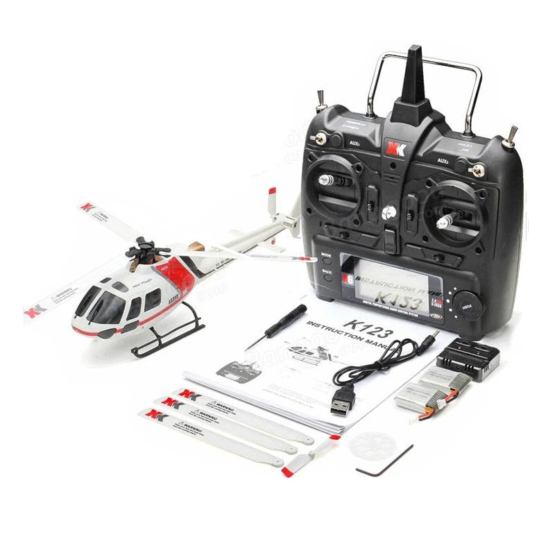 WLtoys XK K123 Rc Helicopter, Package Included:  1 * K123 Helicopter  2 * Remote Control