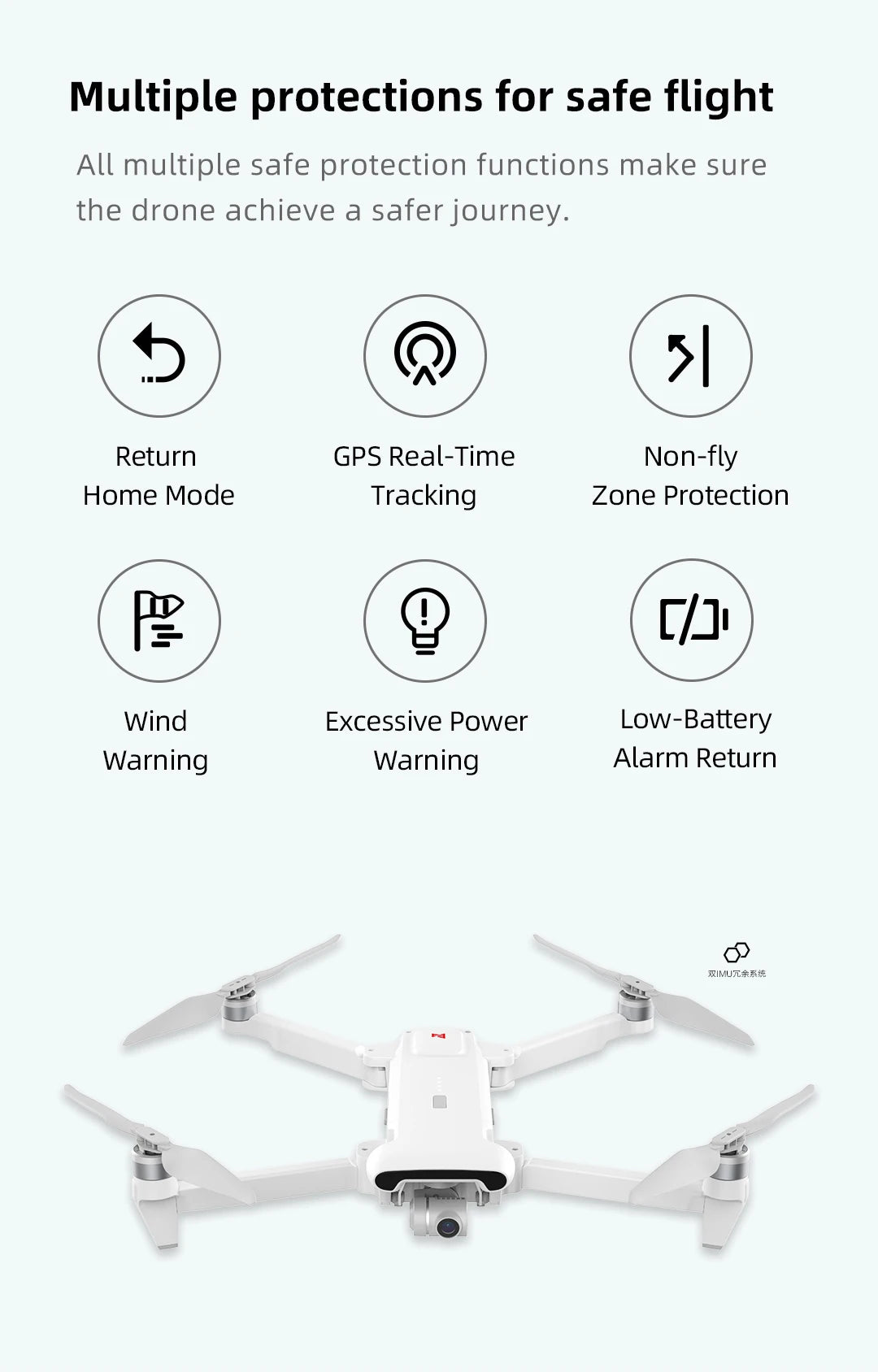 FIMI X8SE 2022 Camera Drone, multiple protections make sure the drone achieve a safer journey . CIJ Wind Ex