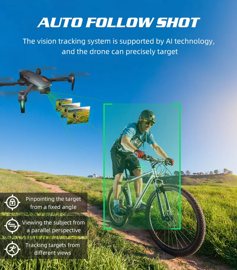 GD91 PRO Drone, vision tracking system is supported by Al technology, and the drone can precisely target . aut